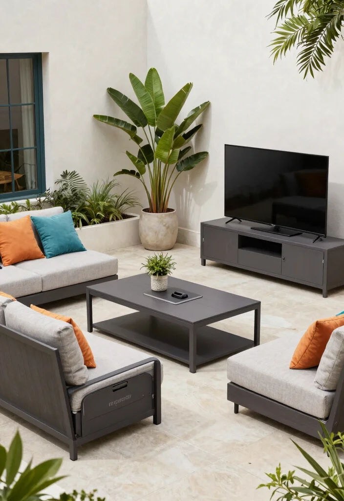 12 Outdoor TV Area Ideas That Protect Screens From Glare and Rain - 12. Multi-Functional Furniture 1