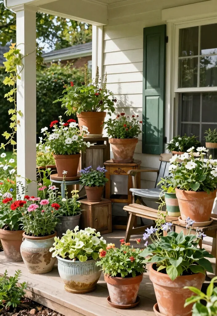12 Vintage Porch Decor Ideas That Look Collected - 8. Vintage Planters and Pots 1