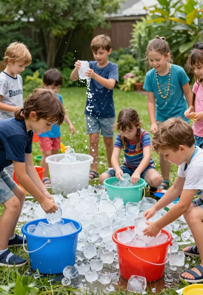 12 Water Games for Kids Outdoor That Don't Waste Too Much Water - 10. Water Freeze Treasure Hunt 1