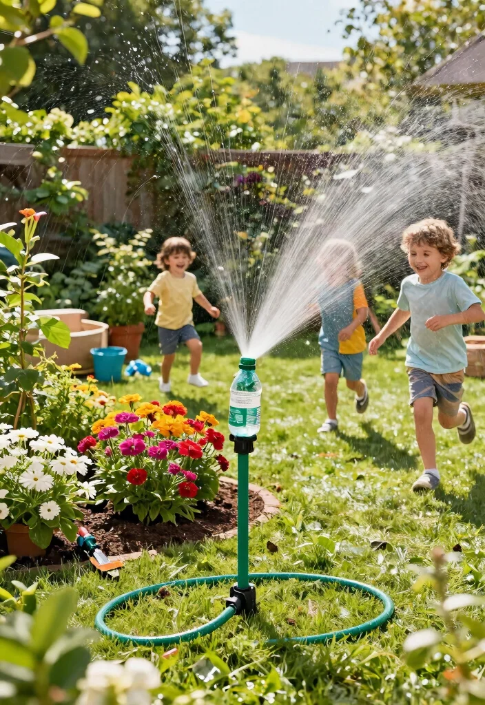 12 Water Games for Kids Outdoor That Don't Waste Too Much Water - 2. DIY Garden Sprinkler 1