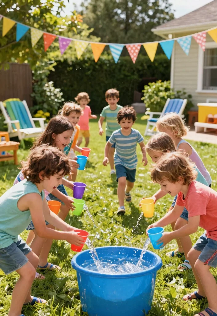 12 Water Games for Kids Outdoor That Don't Waste Too Much Water - 3. Water Relay Races 1