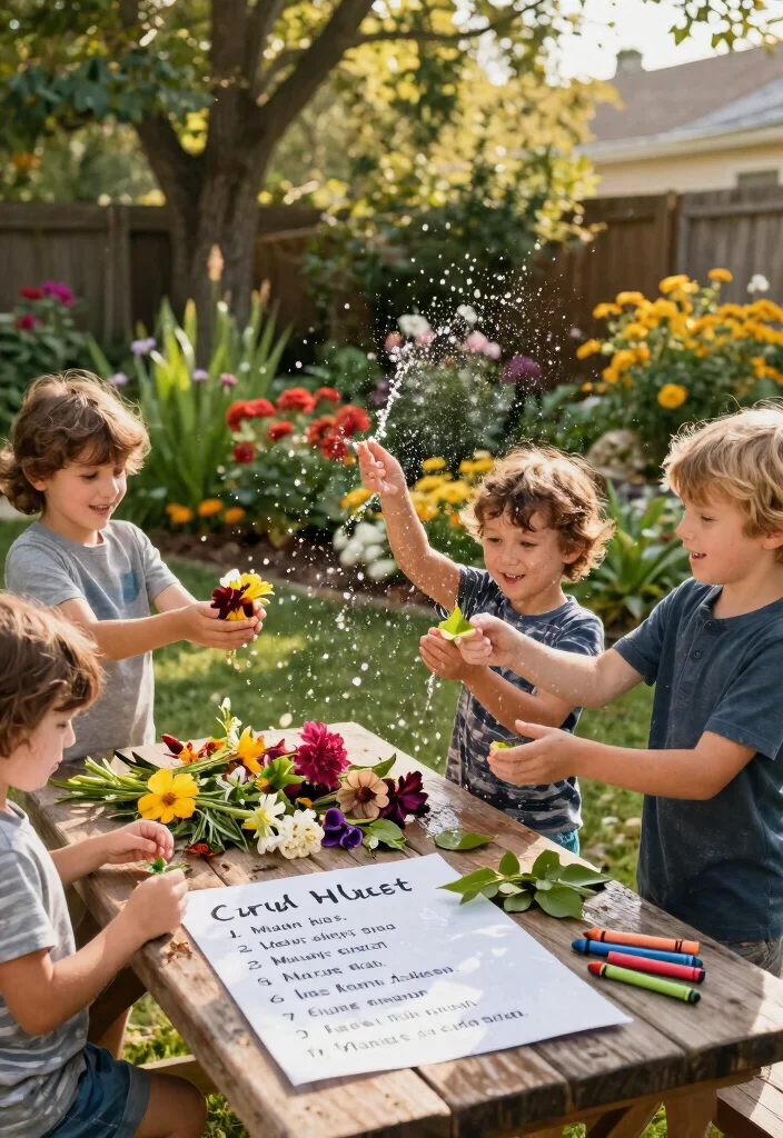 12 Water Games for Kids Outdoor That Don't Waste Too Much Water - 4. Nature Scavenger Hunt with a Splash 1