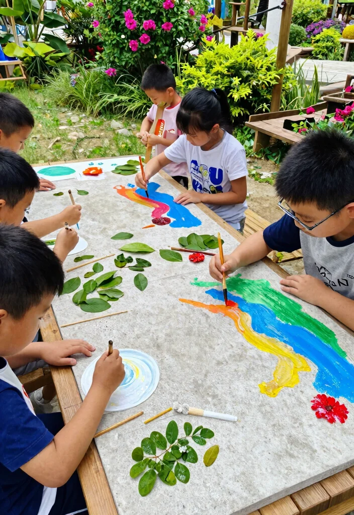 12 Water Games for Kids Outdoor That Don't Waste Too Much Water - 6. Water Painting with Nature 1