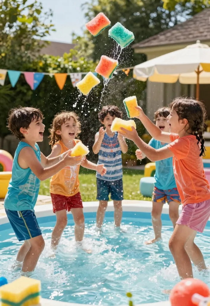 12 Water Games for Kids Outdoor That Don't Waste Too Much Water - 9. Water-filled Sponge Toss 1