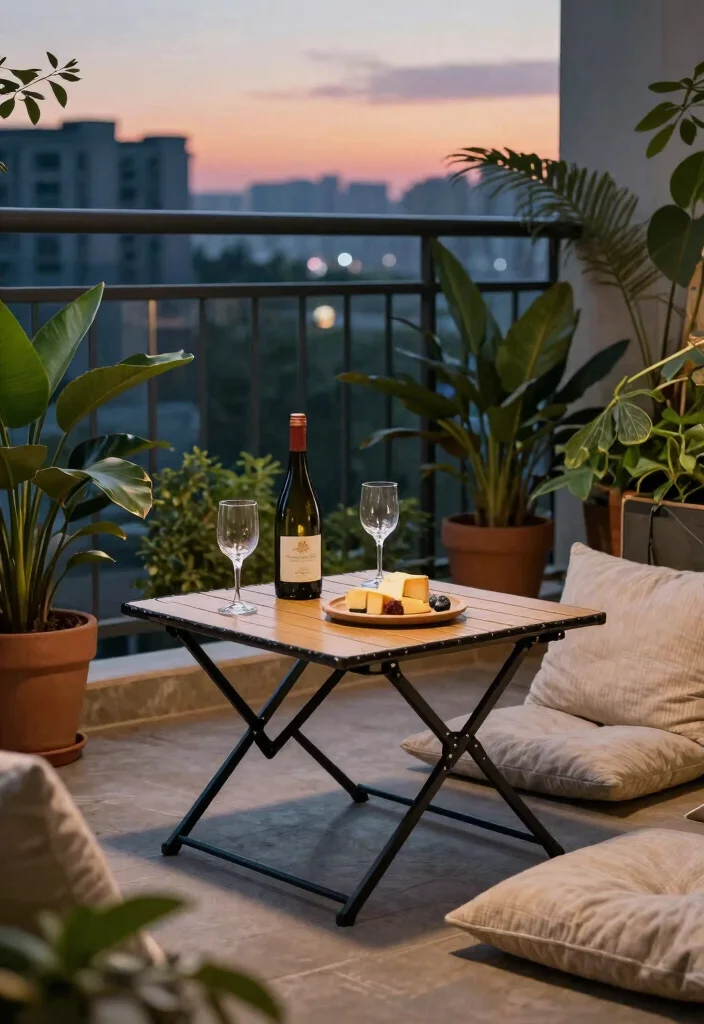 14 Balcony Bar Ideas for Small Spaces Without Permanent Install - 5. Portable Folding Wine Table 1