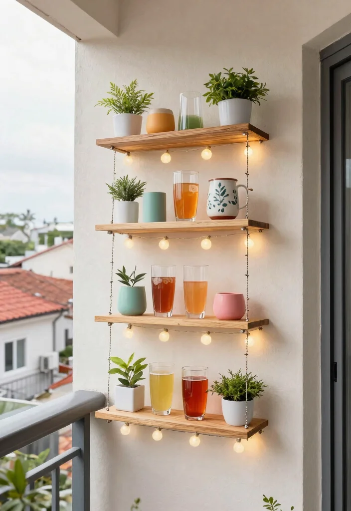 14 Balcony Bar Ideas for Small Spaces Without Permanent Install - 6. Hanging Drink Station 1