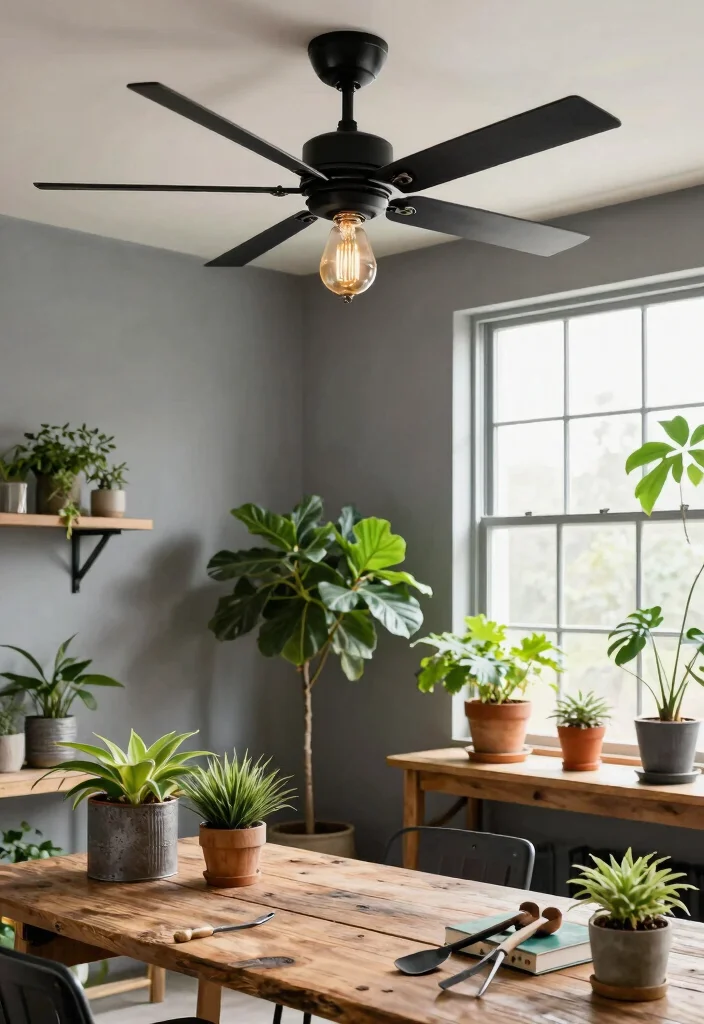14 Black Ceiling Fan Ideas That Don't Show Every Dust Speck - 4. Industrial Edge 1