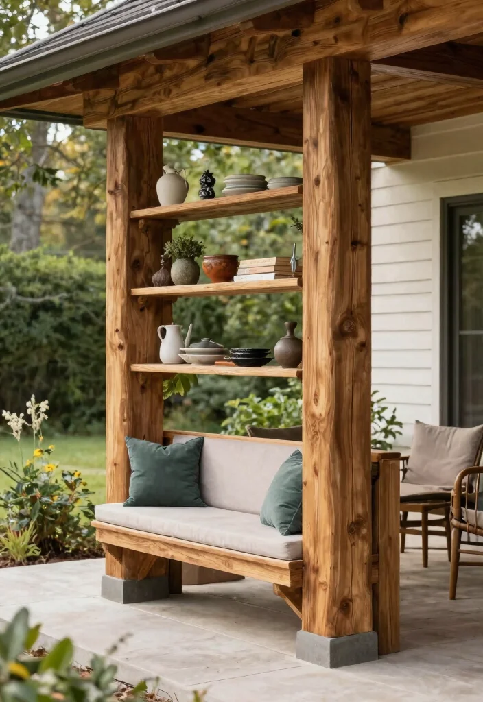 14 Cedar Porch Post Ideas That Add Curb Appeal and Support Structure - 14. Multi-functional Cedar Posts 1
