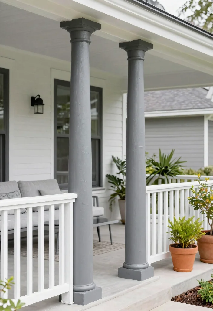 14 Cedar Porch Post Ideas That Add Curb Appeal and Support Structure - 4. Bold Round Cedar Posts 1