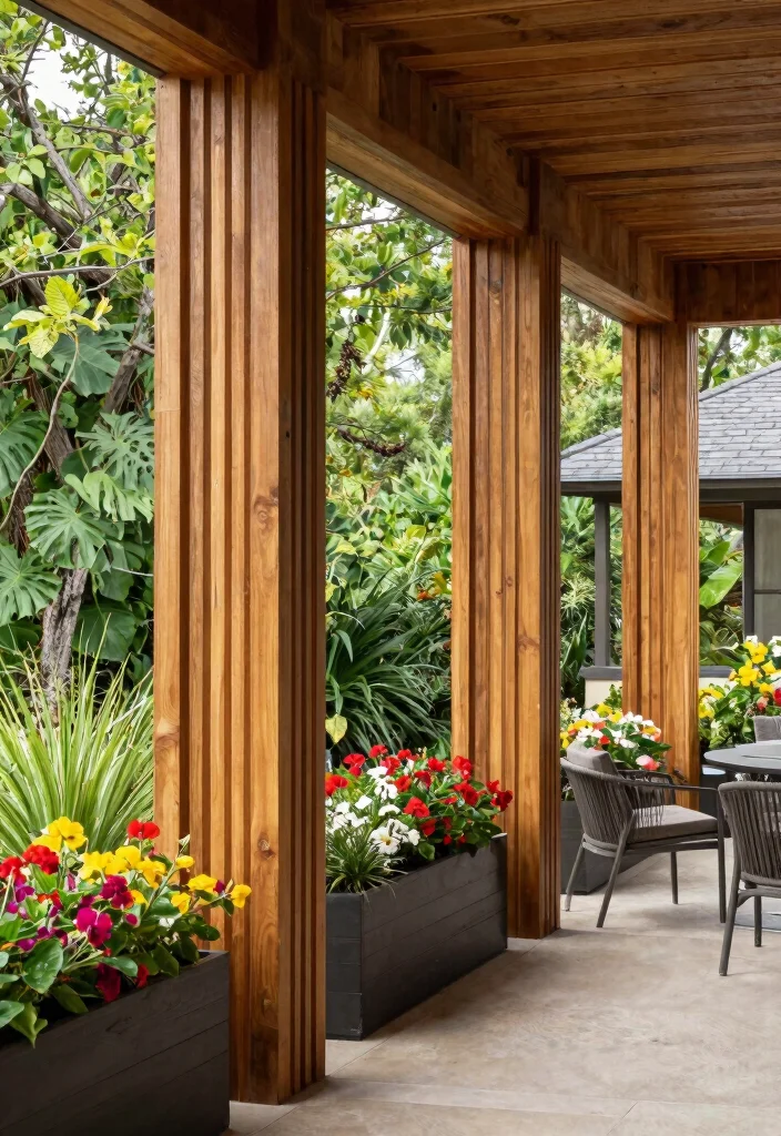 14 Cedar Porch Post Ideas That Add Curb Appeal and Support Structure - 5. Vertical Slatted Cedar Posts 1