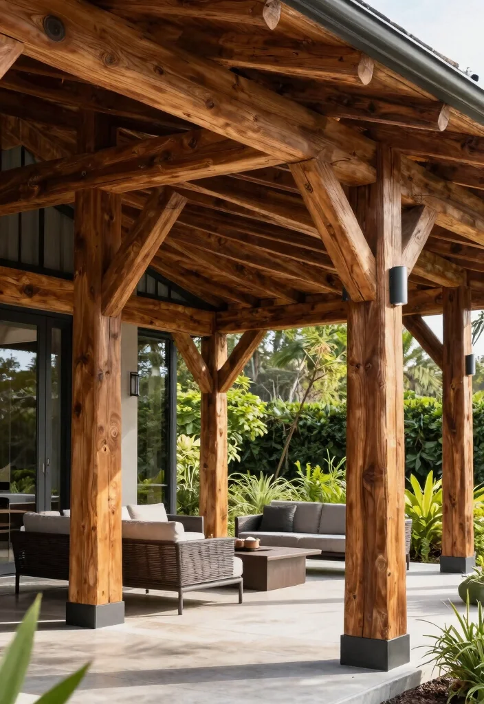 14 Cedar Porch Post Ideas That Add Curb Appeal and Support Structure - 7. Post-and-Beam Structure 1