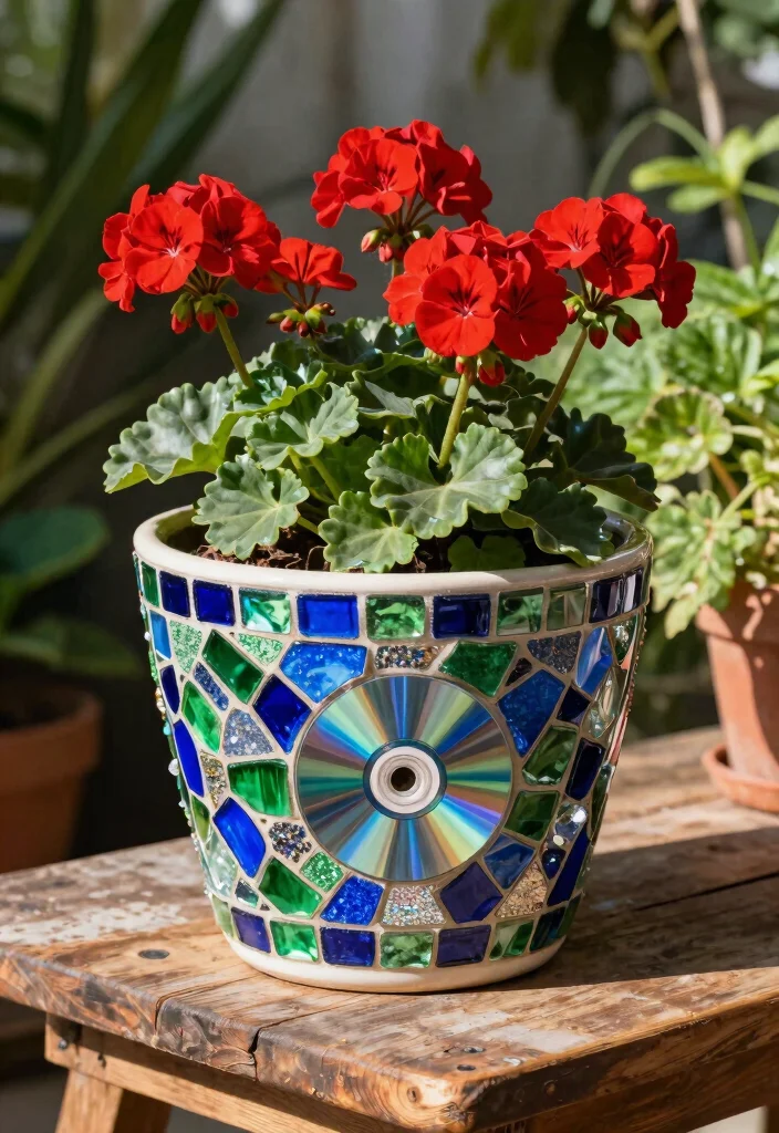14 Ceramic Flower Pot Concepts That Add Color Without Painting - 1. Mosaic Madness 1