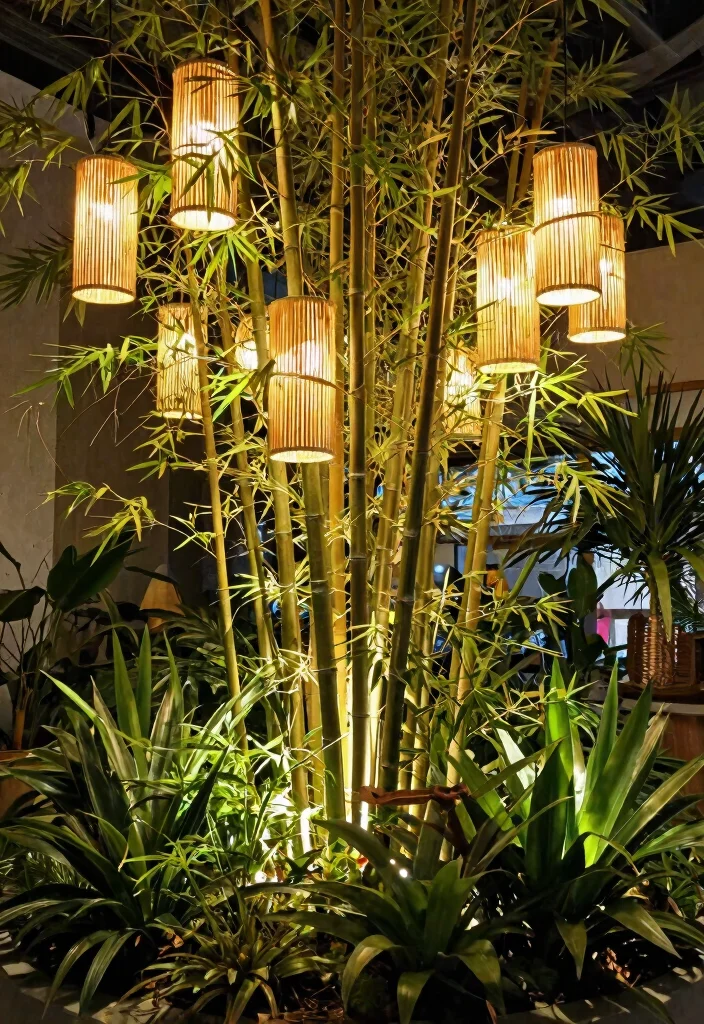 14 False Ceiling Lighting Ideas That Hide Ductwork and Wiring - 11. Bamboo Lights for an Eco-Friendly Touch 1
