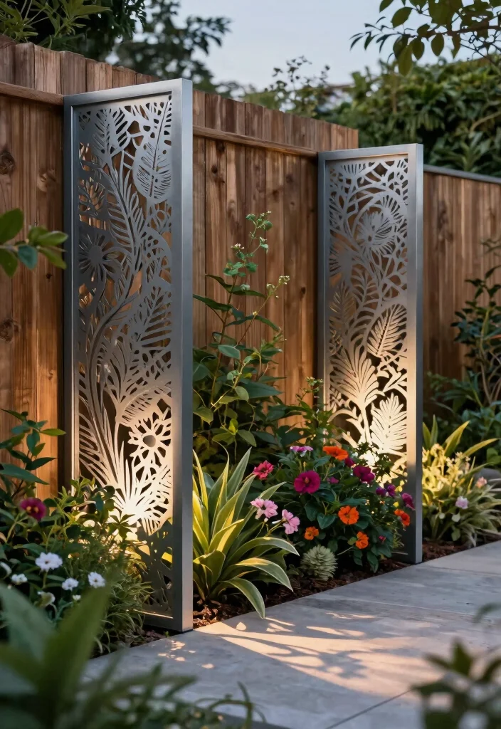 14 Fence Screening Ideas That Block Neighbors Without Full Rebuild - 8. Decorative Screens with Metal Panels 1