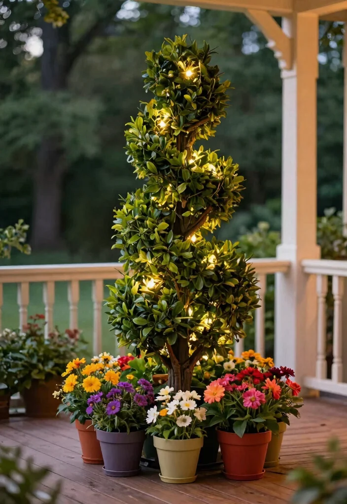 14 Front Porch Topiary Ideas That Stay Green Year-Round 3 14 Front Porch Topiary Ideas That Stay Green Year-Round - 2. Whimsical Spiral Topiary 1