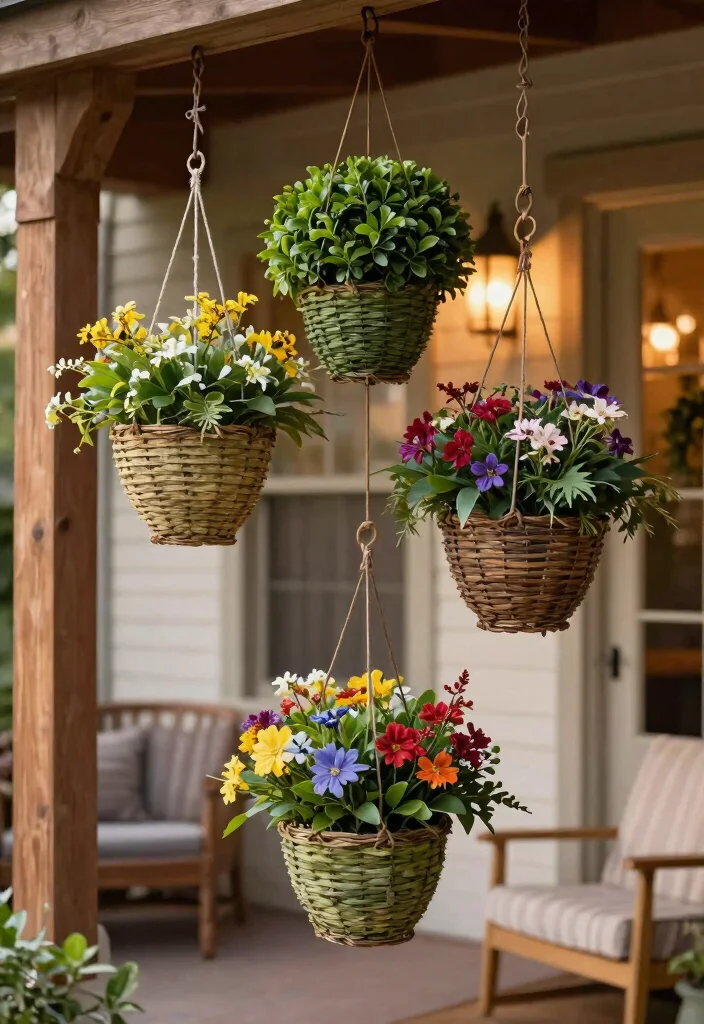 14 Front Porch Topiary Ideas That Stay Green Year-Round 10 14 Front Porch Topiary Ideas That Stay Green Year-Round - 9. Hanging Topiary Baskets 1