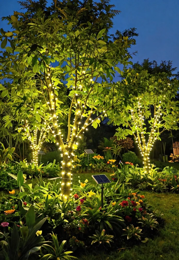 14 Lights on Fence Ideas That Stay Bright Without Running Wire - 11. Solar Tree Lights 1