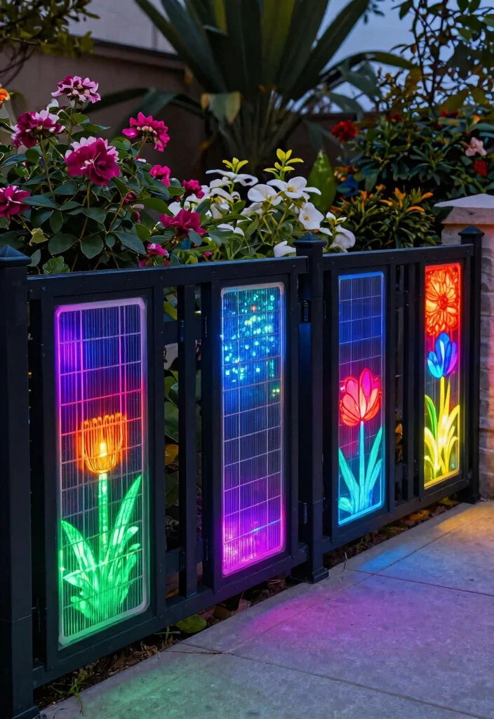 14 Lights on Fence Ideas That Stay Bright Without Running Wire - 14. Customizable Light Panels 1