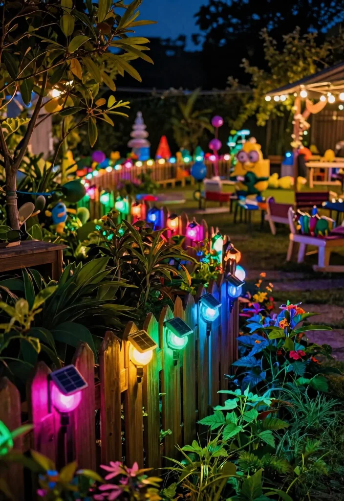 14 Lights on Fence Ideas That Stay Bright Without Running Wire - 8. Color-Changing Solar Lights 1