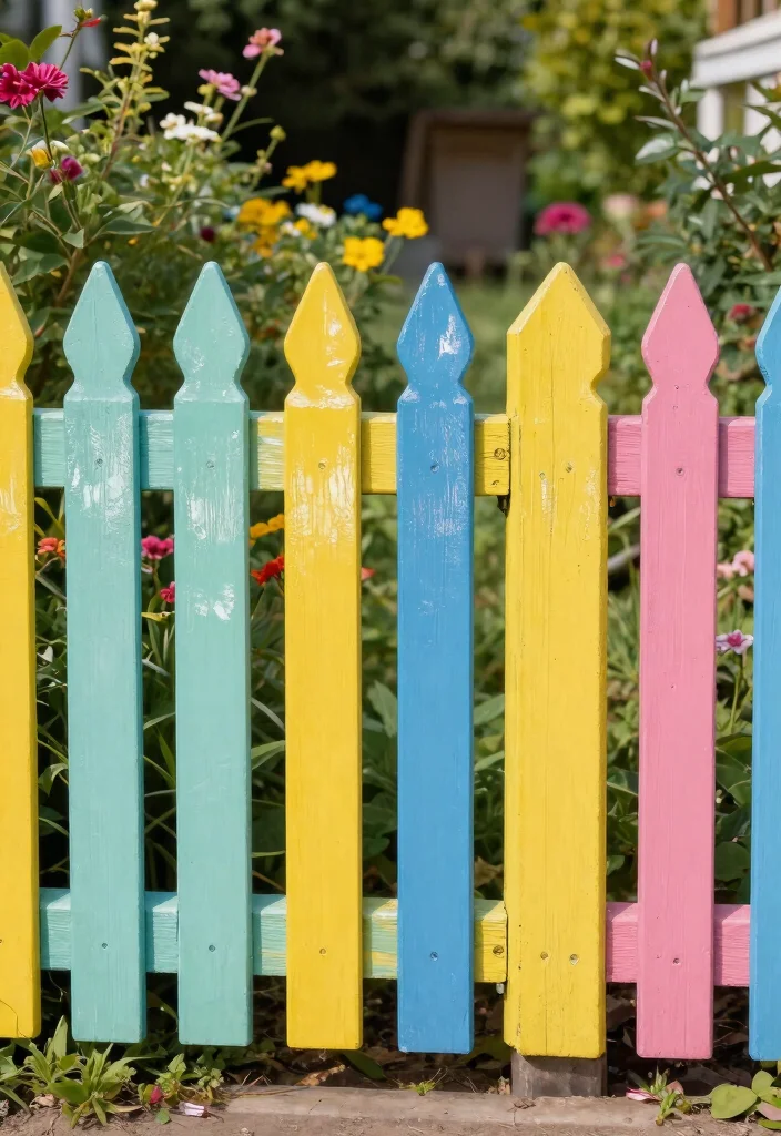 14 Picket Fence Decor Ideas That Add Charm Without Clutter - 10. Colorful Paint Makeover 1