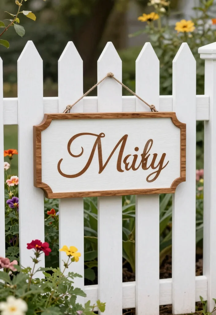 14 Picket Fence Decor Ideas That Add Charm Without Clutter - 13. Personalized Name Signs 1