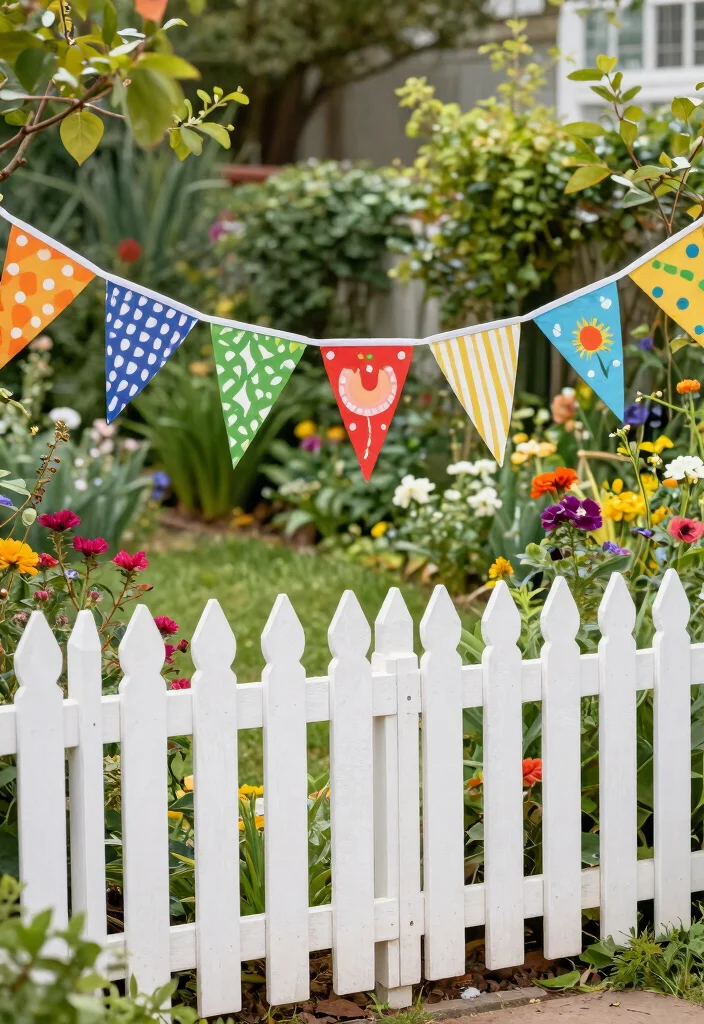 14 Picket Fence Decor Ideas That Add Charm Without Clutter - 14. Garden Flags 1