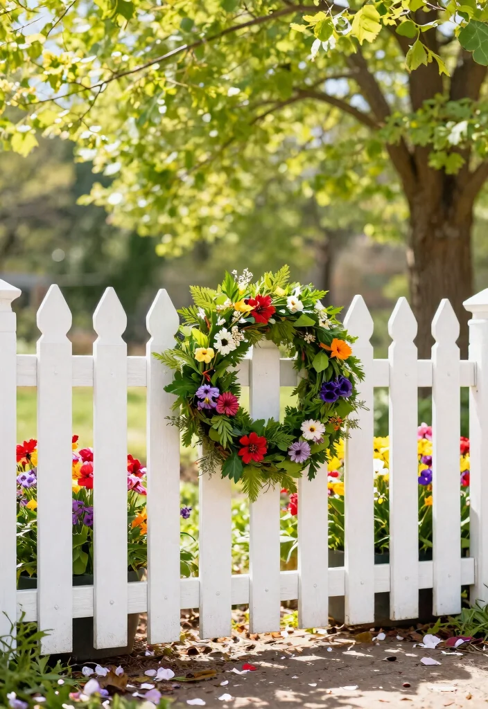 14 Picket Fence Decor Ideas That Add Charm Without Clutter - 6. Seasonal Displays 1