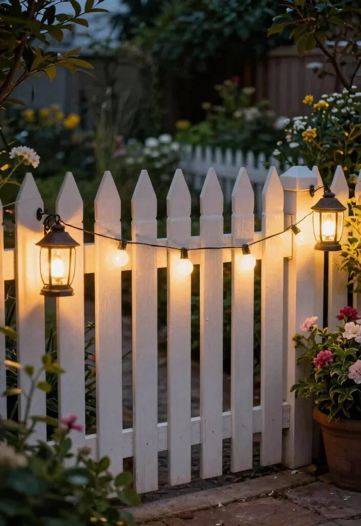 14 Picket Fence Decor Ideas That Add Charm Without Clutter - 9. Decorative Lighting 1