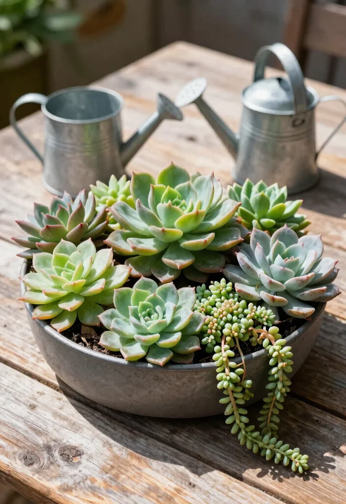 14 Porch Planter Ideas That Survive Heat and Missed Watering - 1. Succulent Serenity 1