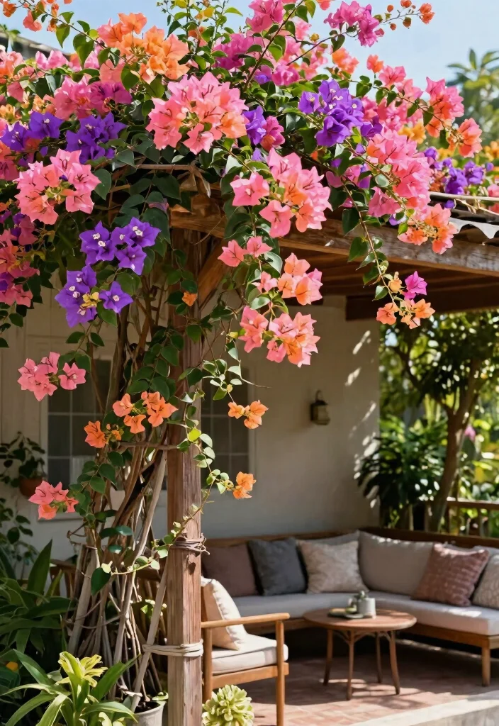 14 Porch Planter Ideas That Survive Heat and Missed Watering - 4. Colorful Bougainvillea 1