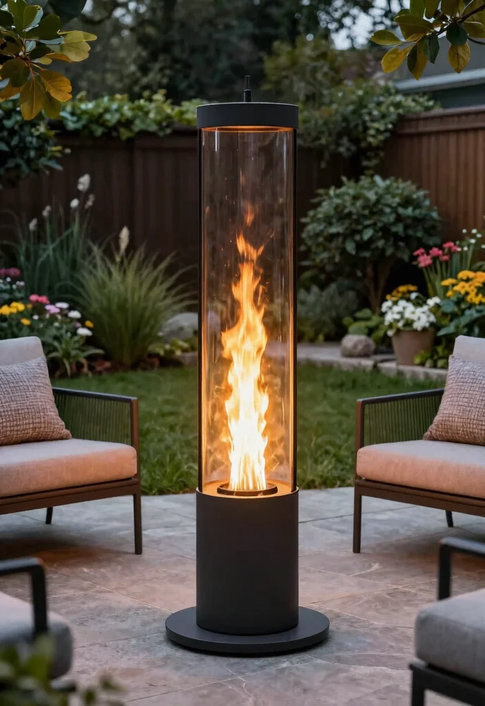 14 Small Backyard Fire Pit Ideas for Tight Spaces and HOA Rules - 10. Freestanding Fire Column 1
