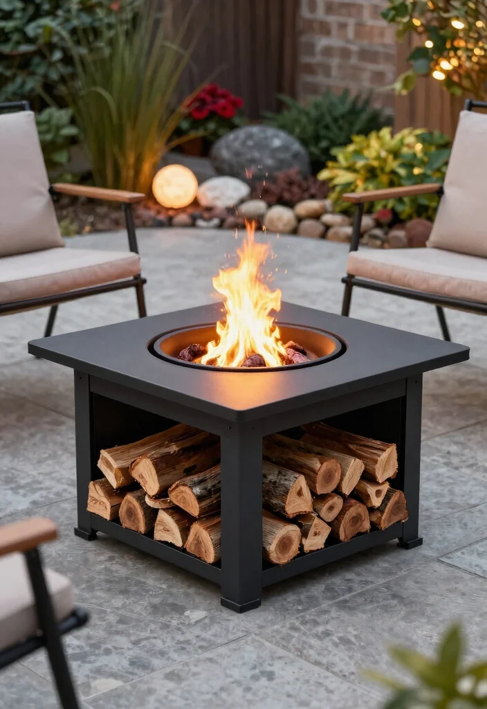 14 Small Backyard Fire Pit Ideas for Tight Spaces and HOA Rules - 13. Fire Pit with Inbuilt Storage 1
