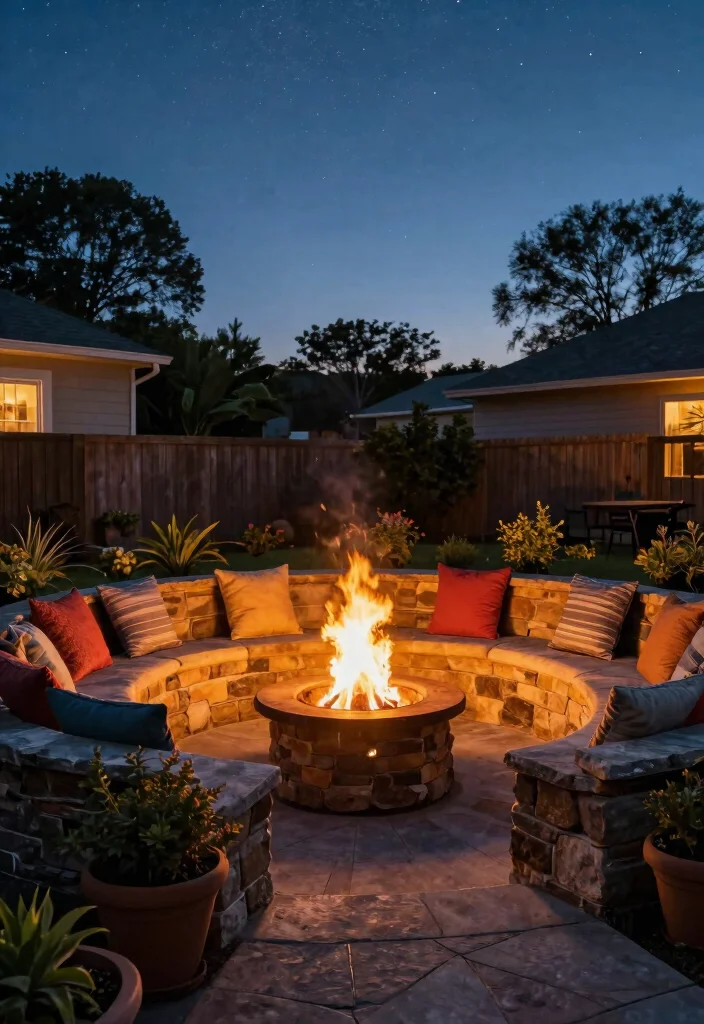 14 Small Backyard Fire Pit Ideas for Tight Spaces and HOA Rules - 4. Fire Pit with Seating Wall 1