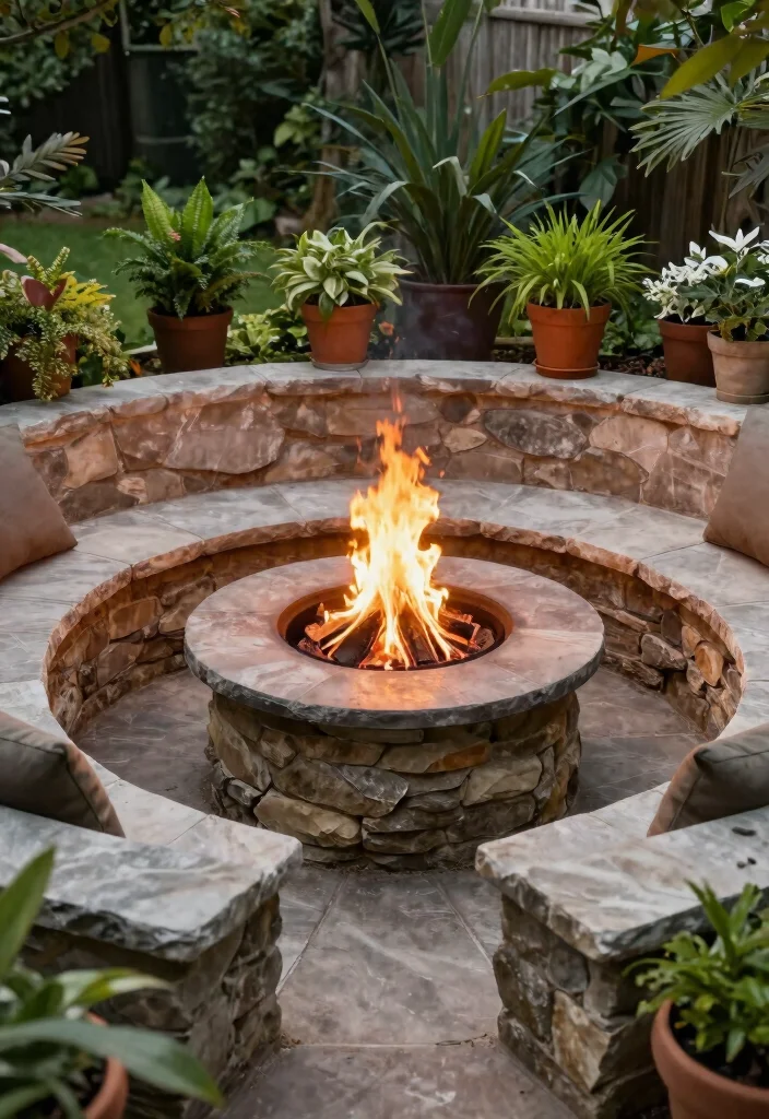 14 Small Backyard Fire Pit Ideas for Tight Spaces and HOA Rules - 9. Fire Pit with Built-in Seating 1