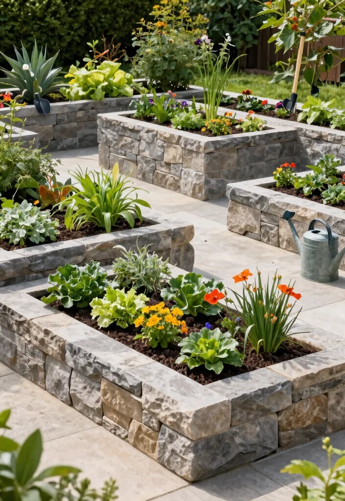 14 Stone Garden Beds That Keep Soil From Washing Out in Rain - 3. Modular Stone Garden Beds 1