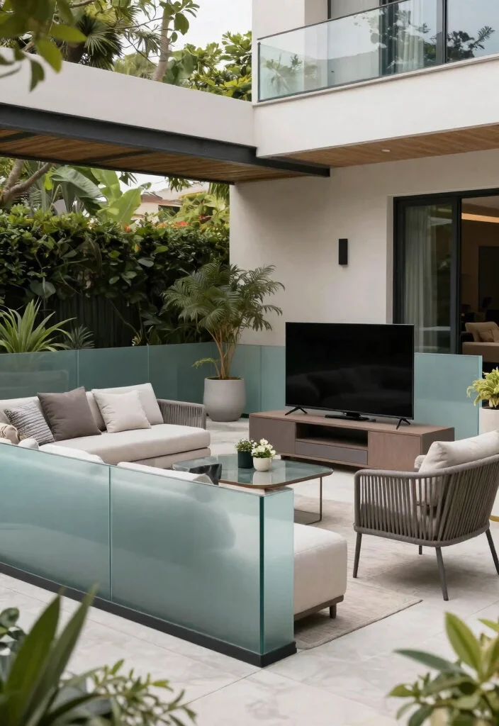 15 Backyard Patio TV Ideas That Don't Glare in Sunlight - 11. Tinted Glass Barriers 1