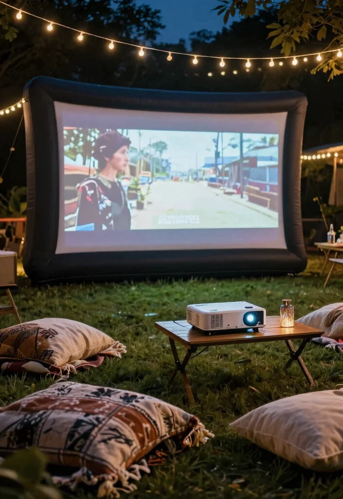 15 Backyard Patio TV Ideas That Don't Glare in Sunlight - 12. Outdoor Projector Screens 1