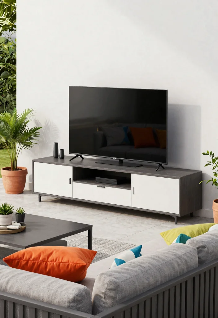 15 Backyard Patio TV Ideas That Don't Glare in Sunlight - 8. Outdoor Furniture with Built-In TV Stands 1