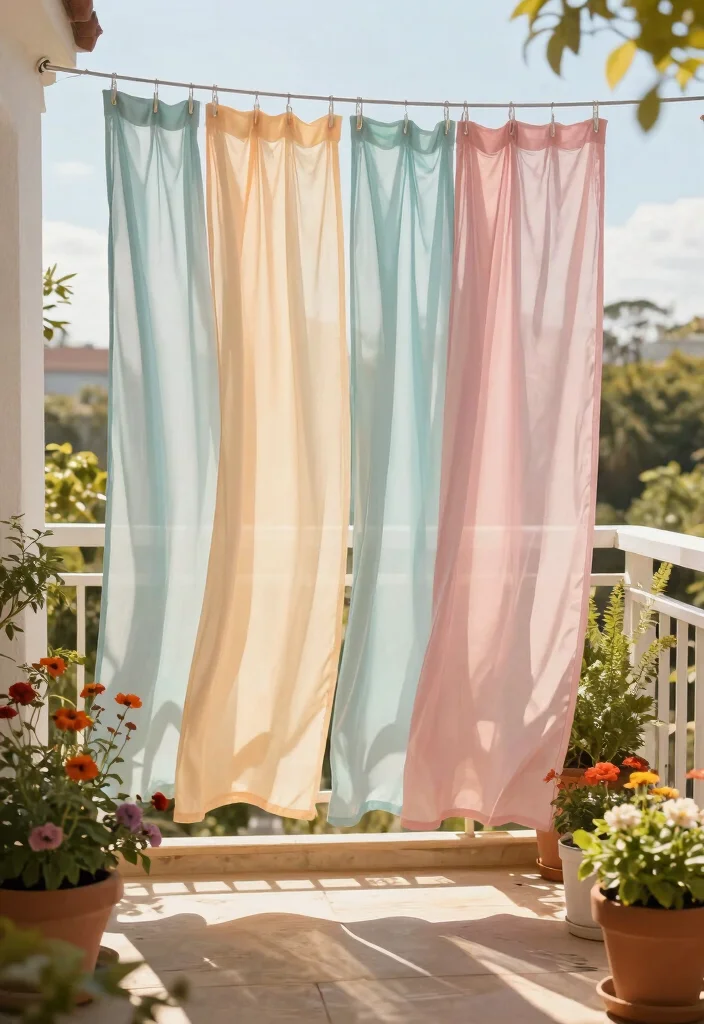 15 Balcony Privacy Screen Ideas for Renters Who Can't Drill - 1. Fabric Drapes 1
