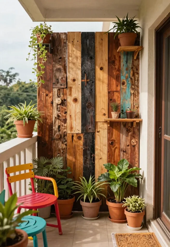 15 Balcony Privacy Screen Ideas for Renters Who Can't Drill - 12. Recycled Wood Screens 1