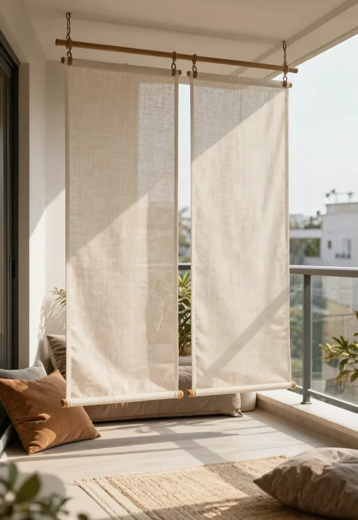 15 Balcony Privacy Screen Ideas for Renters Who Can't Drill - 15. Treated Canvas Screens 1