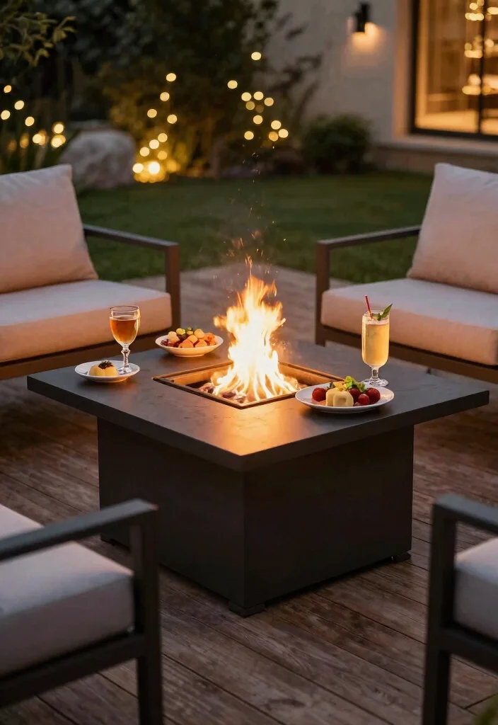 15 Deck Fire Pit Ideas That Meet Code Without a Permit - 10. Fire Pit with Tabletop Surface 1