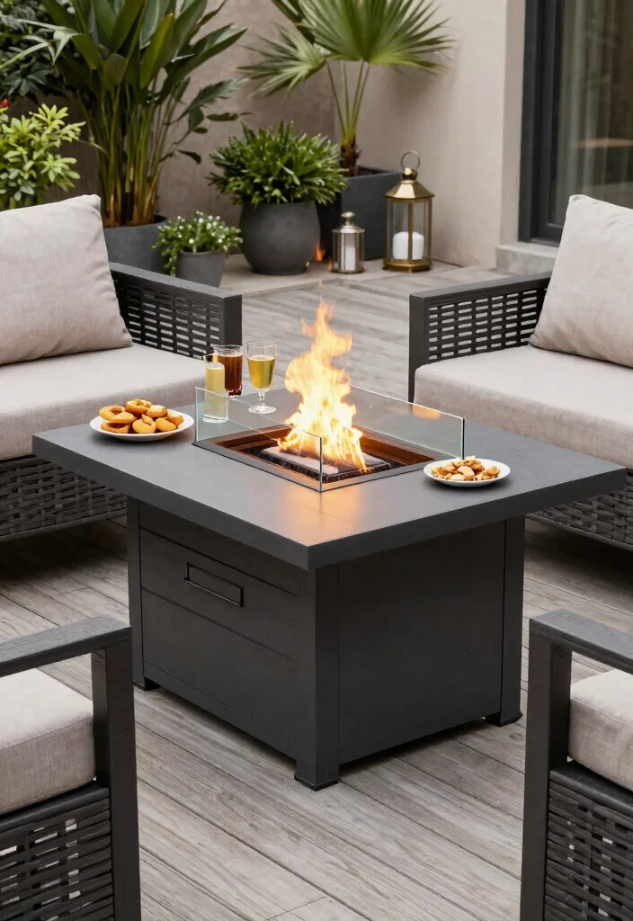 15 Deck Fire Pit Ideas That Meet Code Without a Permit - 5. Dual-Functioning Fire Pit Table 1