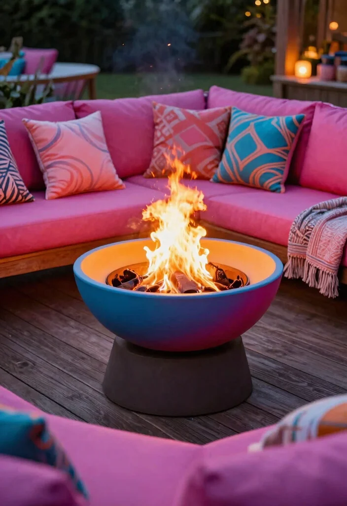 15 Deck Fire Pit Ideas That Meet Code Without a Permit - 7. Colorful Fire Pit Bowls 1