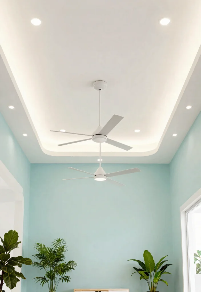 15 False Ceiling Ideas for Halls with Two Fans That Hide Wiring Cheap - 1. Sleek Gypsum Board Ceiling with Integrated LED Lighting 1