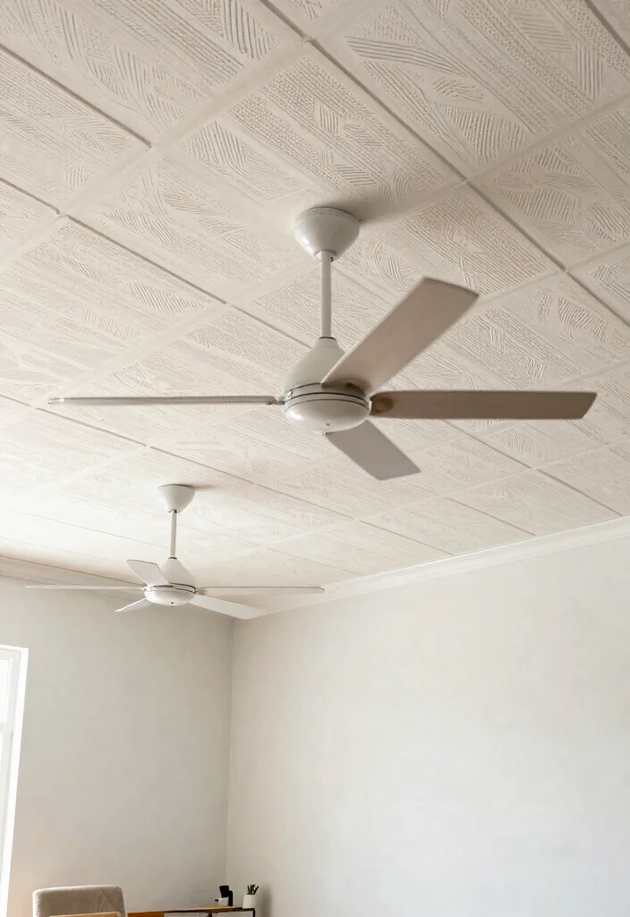 15 False Ceiling Ideas for Halls with Two Fans That Hide Wiring Cheap - 14. Foam Ceiling Panels for Easy Installation 1