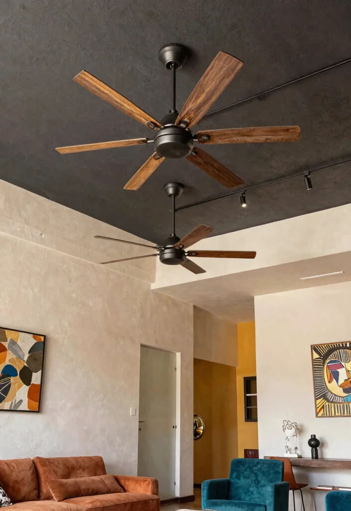 15 False Ceiling Ideas for Halls with Two Fans That Hide Wiring Cheap - 15. Hybrid Ceiling Design for Versatility 1