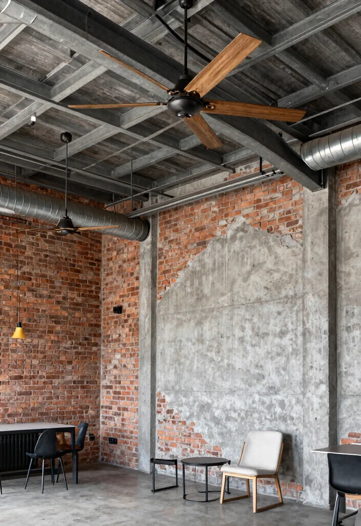 15 False Ceiling Ideas for Halls with Two Fans That Hide Wiring Cheap - 6. Industrial Style Ceiling with Exposed Elements 1