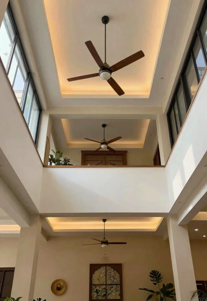 15 False Ceiling Ideas for Halls with Two Fans That Hide Wiring Cheap - 7. Multi-Tiered Ceiling for Dynamic Visuals 1