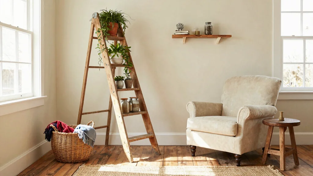 15 Farmhouse Ladder Decor Ideas That Fill Empty Corners on a Budget